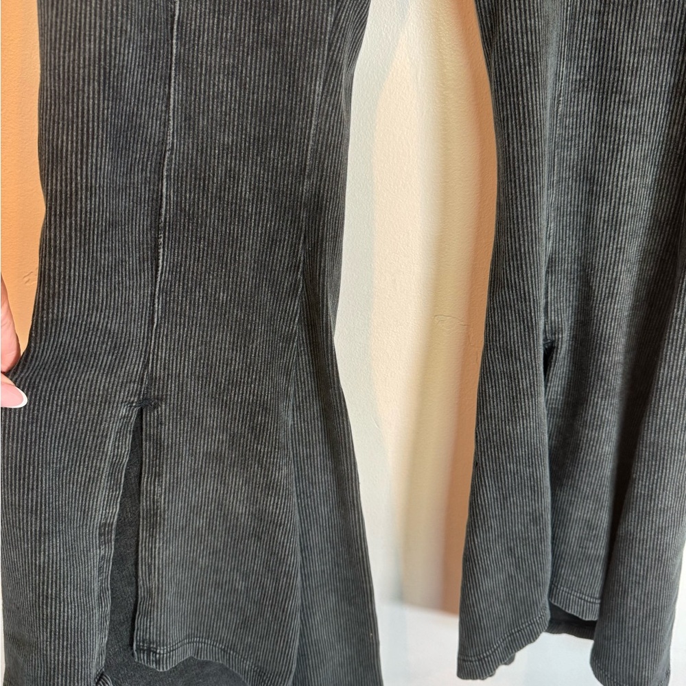 Like NEW! Worn once! FP Movement by Free People Grey Black Ribbed Flare Pants
